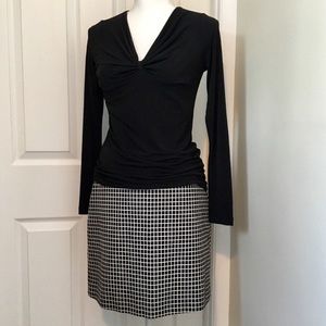PINK TARTAN Black and White Checkered Skirt